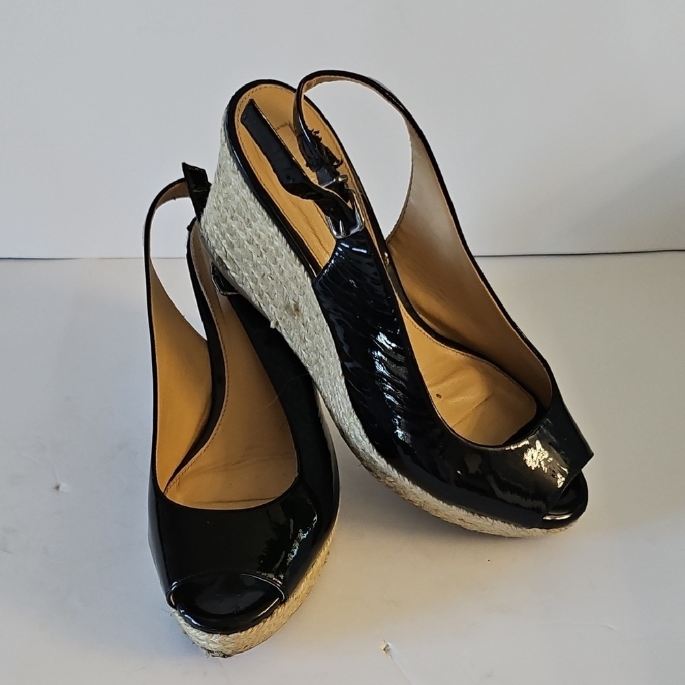 ANTONIO MELANI Black and Cream Wedge Shoes - Picture 3 of 8